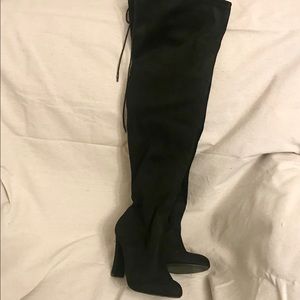 Size 8M Black Faux Suede Over The Knee Boots